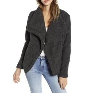 Blank NYC Tweedy Gray Knit Wool Blend Sweater Full Zip Coat - Size - Small